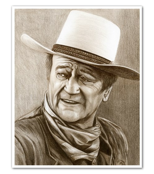 John Wayne Pencil Sketch Limited Editions - myDaVinci.com