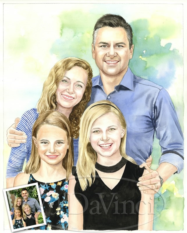 1- 3 persons Hand-painted family portrait store painting | Personalized gift | Custom Portrait | Illustration Children, Baby