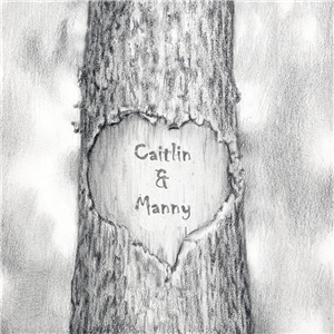 Love Trunk - Pencil Drawing Print with Custom Names and Text for Anniversary