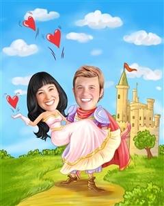 Knight and Princess Romance Caricature from Photos