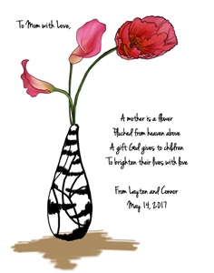 Flowers for Mother - Watercolor Print with Custom Text for Her