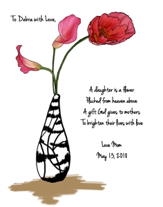 Flowers for Mother - Watercolor Print with Custom Text for Her