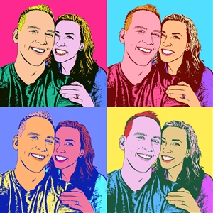 Pop Art 4 Panels Portrait from Photo