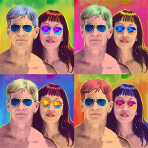 Pop Art 4 Panels Portrait from Photo