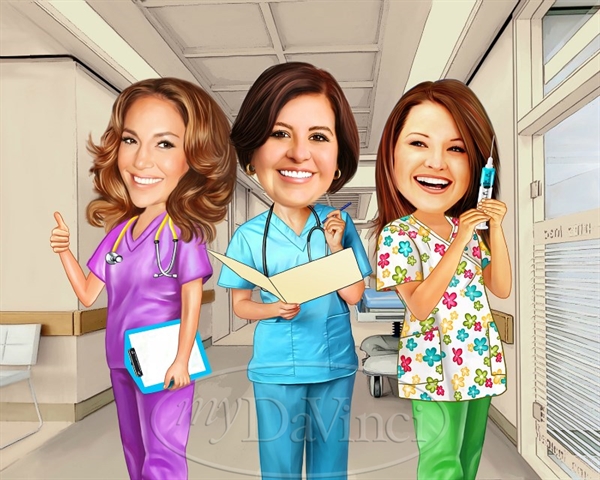 Three Nurses Caricature from Photos