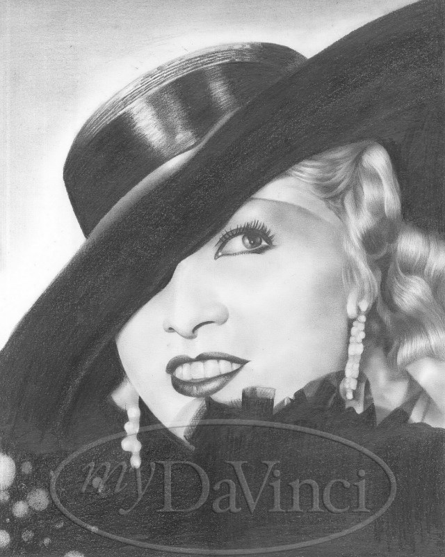 Mae West Pencil Sketch Print