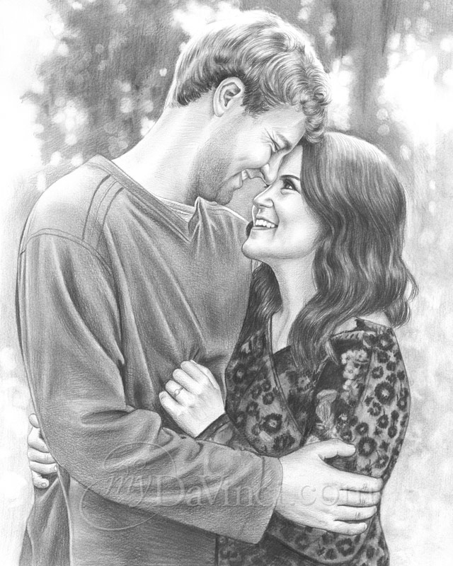 Romantic Couple Holding Hand Pencil Sket Digital Arts by Mounir Khalfouf   Artmajeur