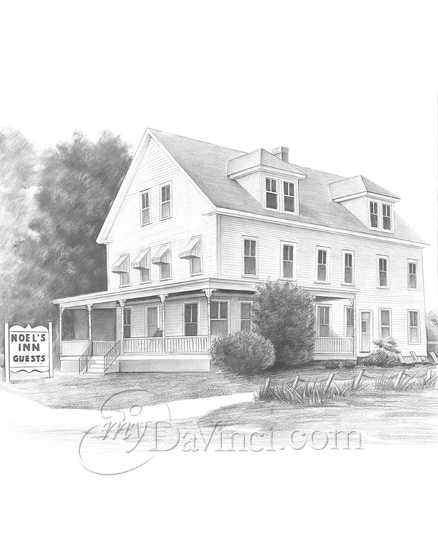 Black and White Paper 30 X 24 Inch House Pencil Sketch