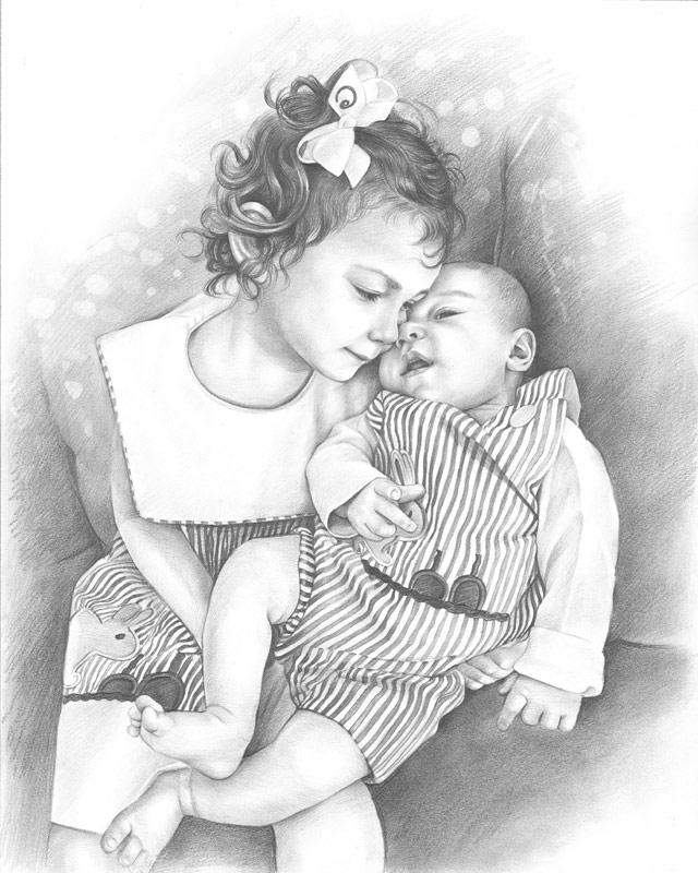 Mother and Child Pencil drawing by Paul Stowe | Artfinder